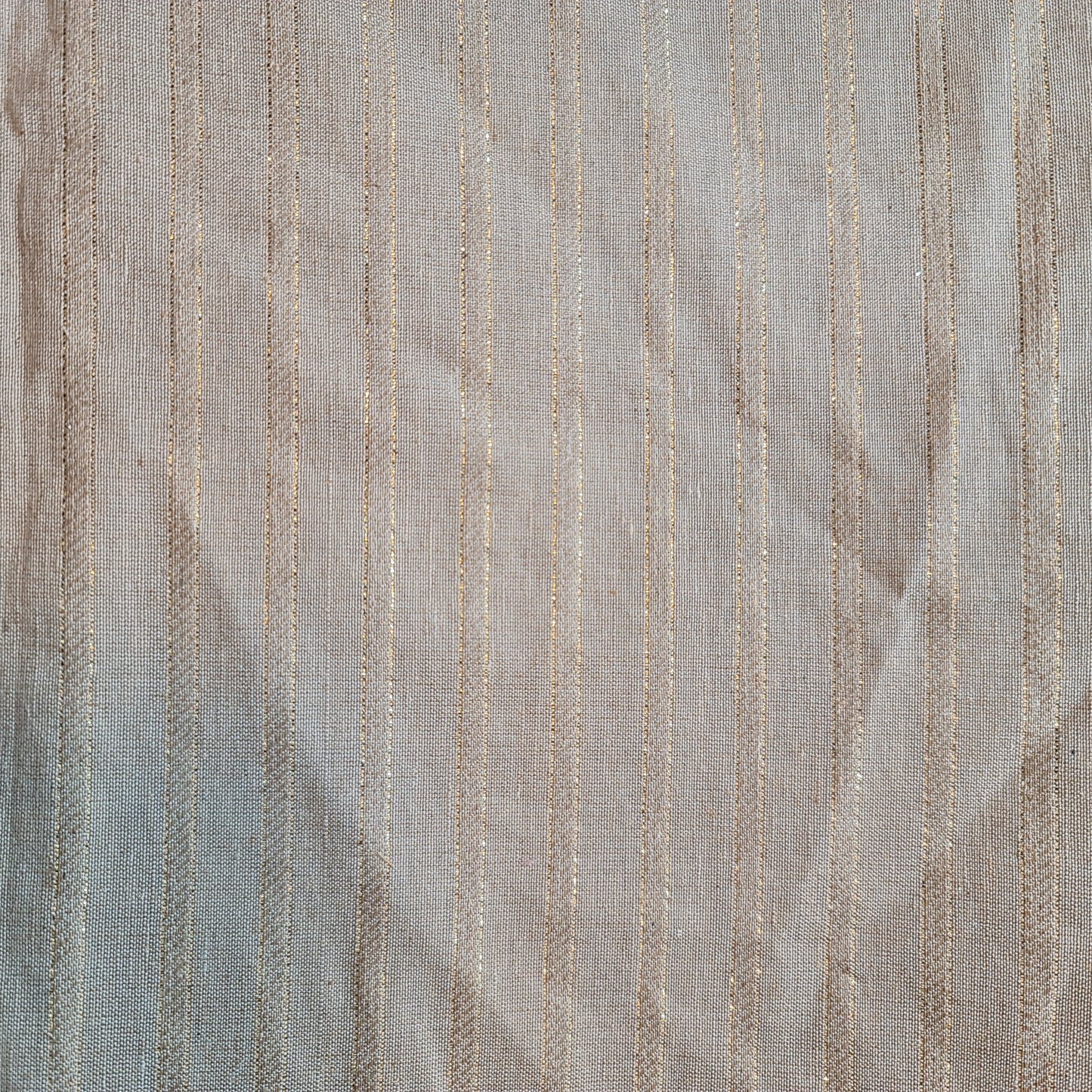 Beige 100% Cotton Linen Fabric Lurex Stripe Dress Craft Quilting Material 44" Wide By The  Meter