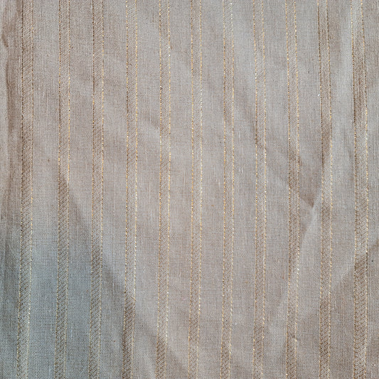 Beige 100% Cotton Linen Fabric Lurex Stripe Dress Craft Quilting Material 44" Wide By The Meter