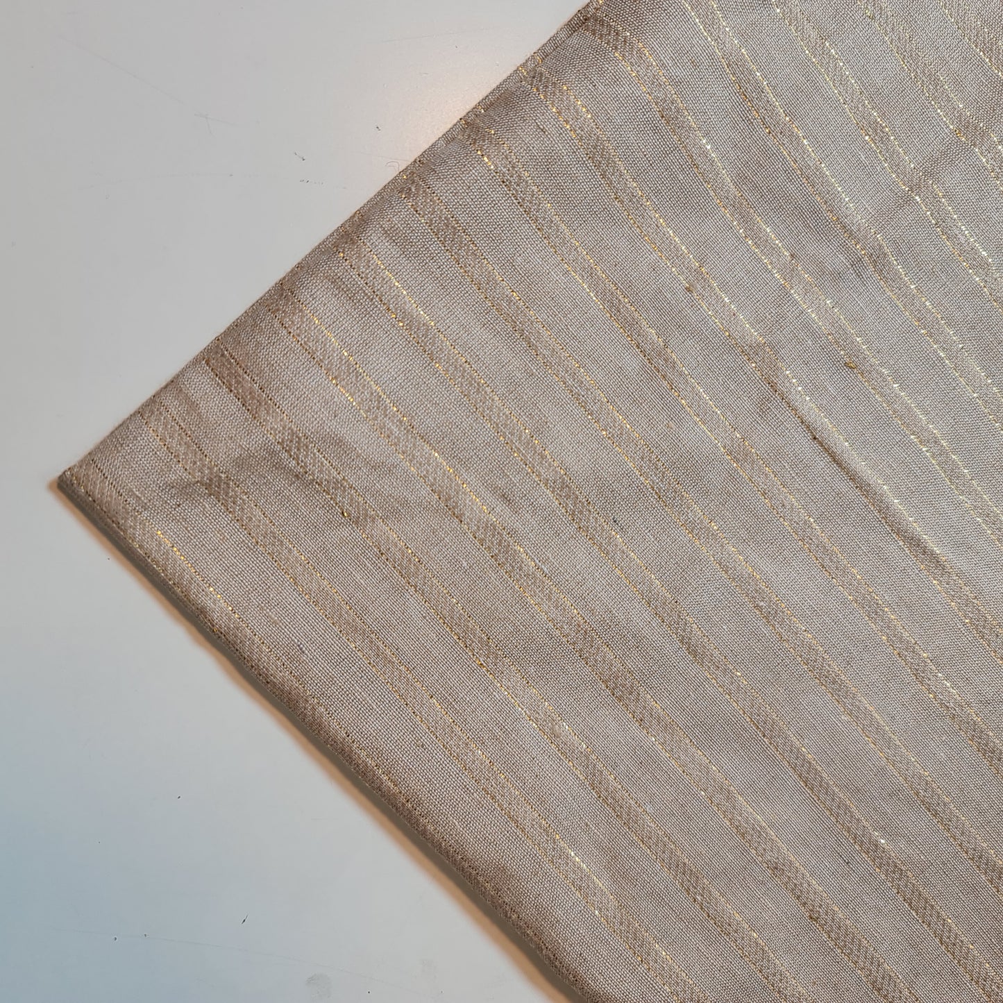 Beige 100% Cotton Linen Fabric Lurex Stripe Dress Craft Quilting Material 44" Wide By The  Meter