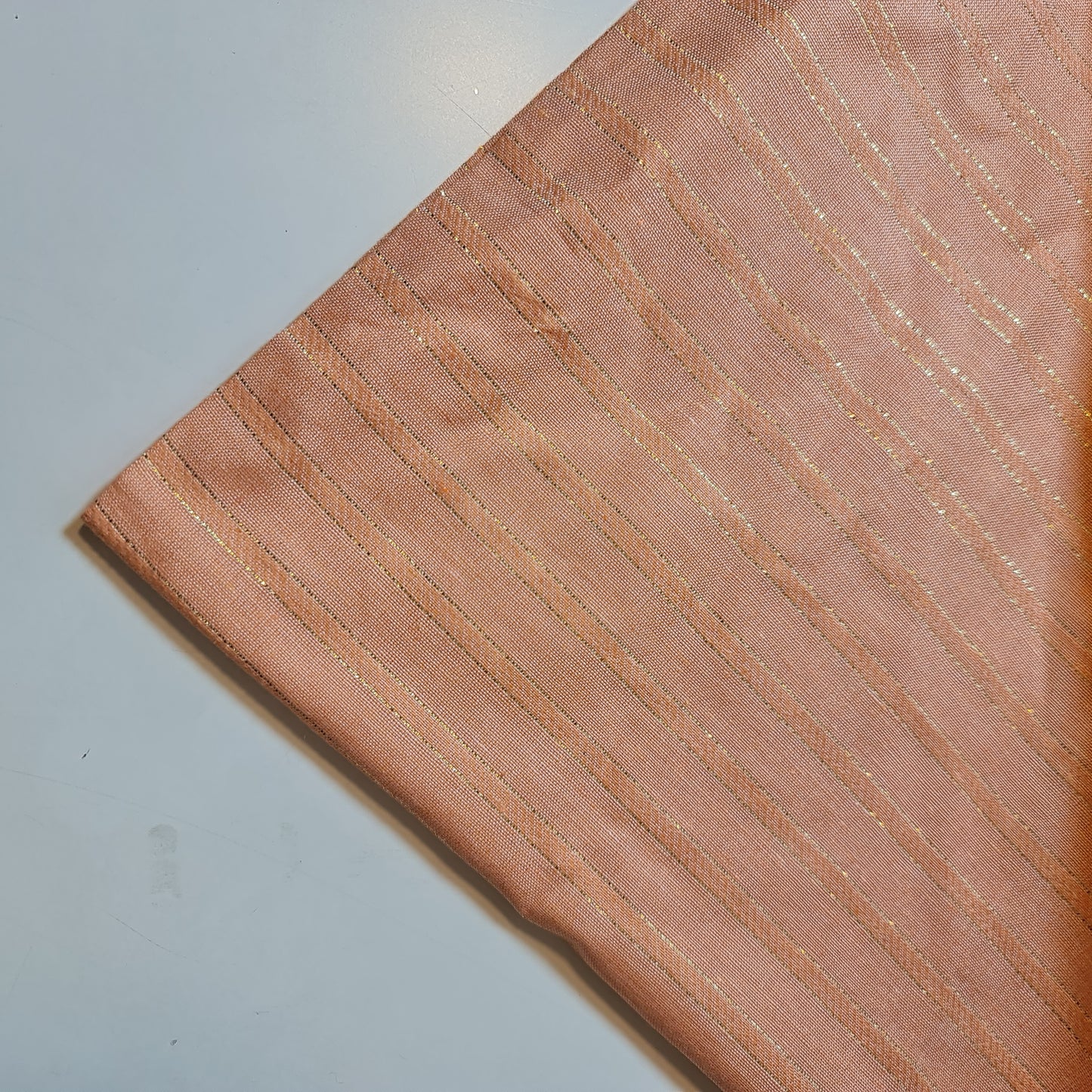 Peach 100% Cotton Linen Fabric Lurex Stripe Dress Craft Quilting Material 44" Wide By The  Meter