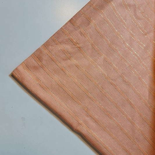 Peach 100% Cotton Linen Fabric Lurex Stripe Dress Craft Quilting Material 44" Wide By The  Meter