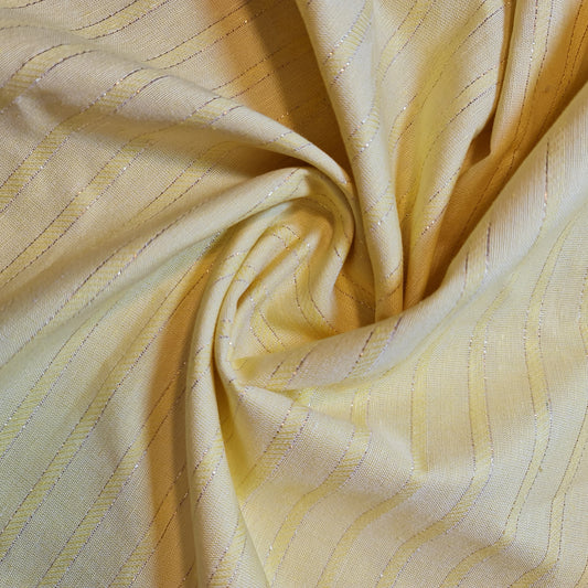 Yellow 100% Cotton Linen Fabric Lurex Stripe Dress Craft Quilting Material 44" Wide By The Meter