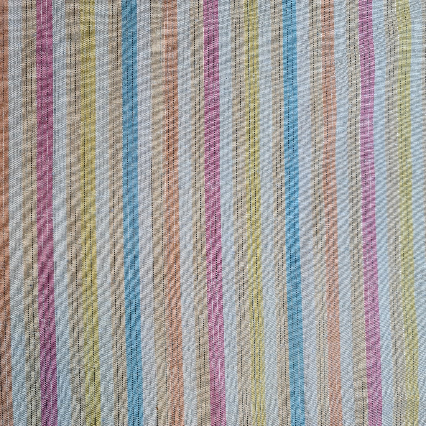 Blue 100% Cotton Linen Fabric Lurex Stripe Dress Craft Quilting Material 44" Wide By The  Meter