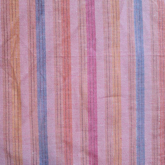 Pink 100% Cotton Linen Fabric Lurex Stripe Dress Craft Quilting Material 44" Wide By The Meter