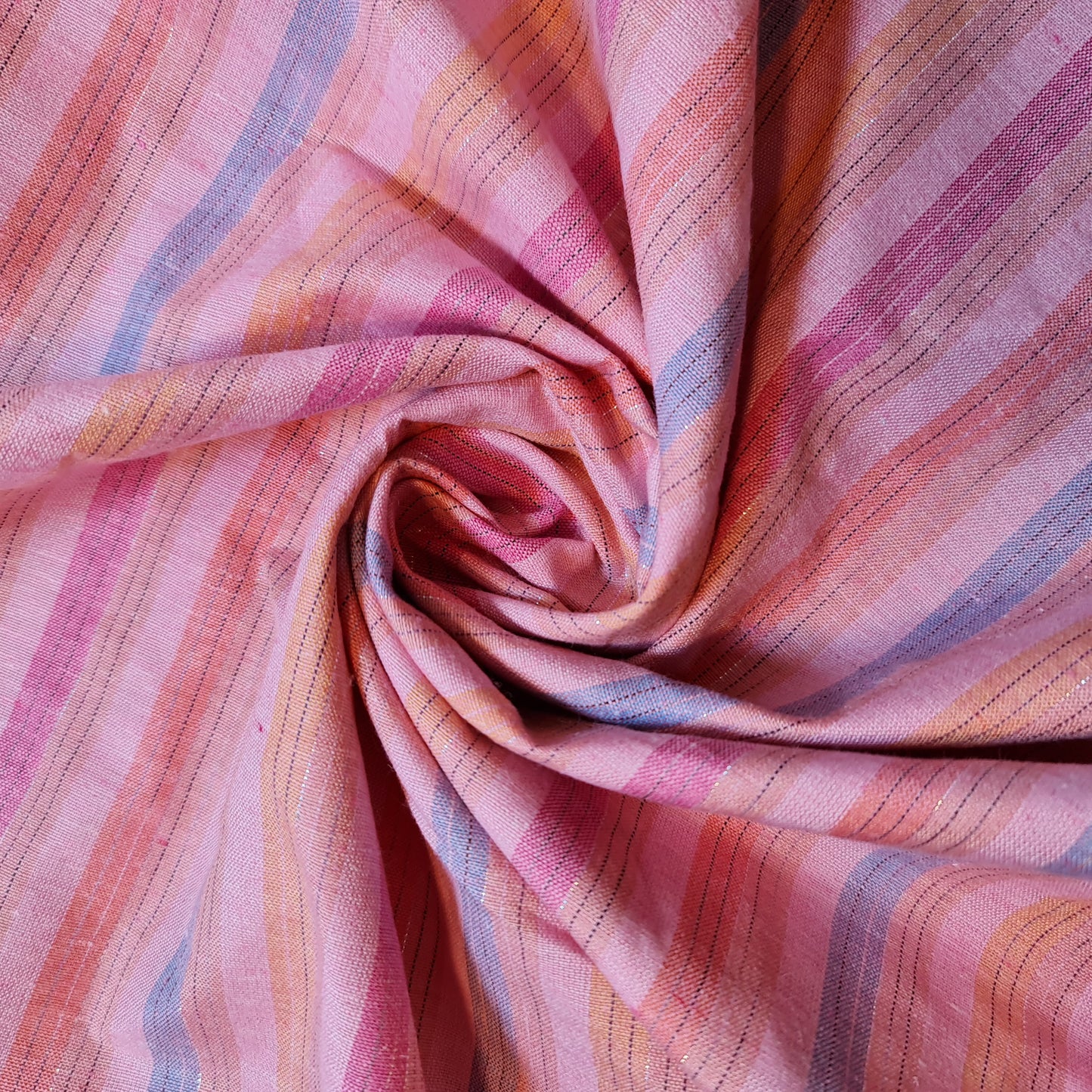 Pink 100% Cotton Linen Fabric Lurex Stripe Dress Craft Quilting Material 44" Wide By The  Meter