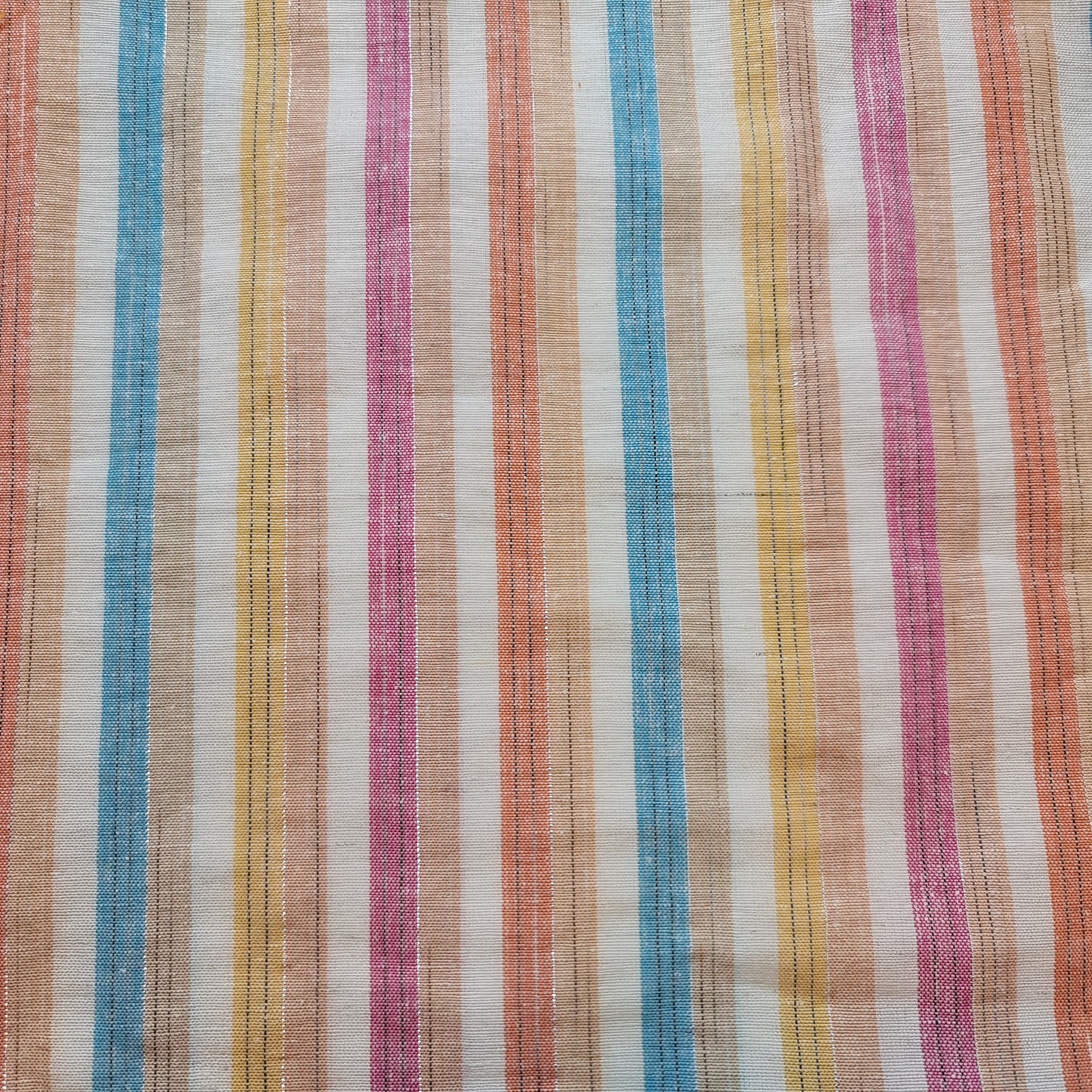 White 100% Cotton Linen Fabric Lurex Stripe Dress Craft Quilting Material 44" Wide By The  Meter