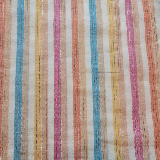 White 100% Cotton Linen Fabric Lurex Stripe Dress Craft Quilting Material 44" Wide By The Meter