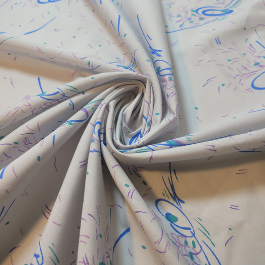 Blaugrünes Blumenmuster, 100 % Baumwolle, Vintage-Material, neuartiger Blumenstoff für Kleider, Bastelarbeiten, Quiltstoff, 111,8 cm