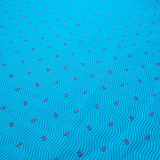 Blue Ditsy Floral 100% Cotton Vintage Material Novelty Floral Dress Craft Quilting Fabric 44" By The Meter