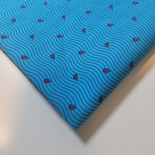 Blue Ditsy Floral 100% Cotton Vintage Material Novelty Floral Dress Craft Quilting Fabric 44" By The Meter