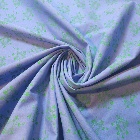 Blue Floral 100% Cotton Vintage Material Novelty Floral Dress Craft Quilting Fabric 44" By The Meter