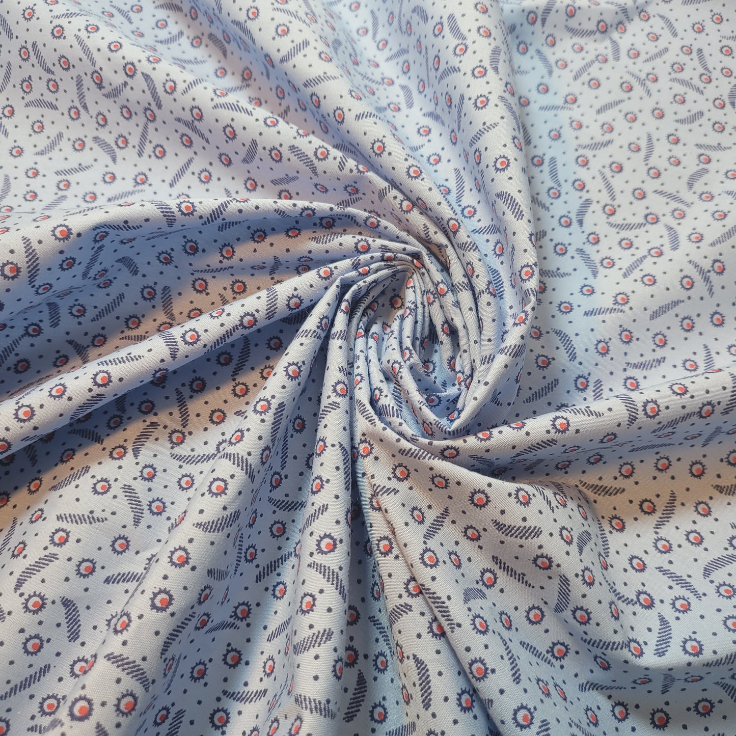 Blue Floral 100% Cotton Vintage Material Novelty Floral Dress Craft Quilting Fabric 44" By The Meter