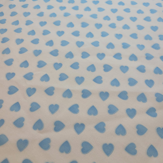 Blue Hearts 100% Cotton Vintage Material Novelty Floral Dress Craft Quilting Fabric 44" By The Meter