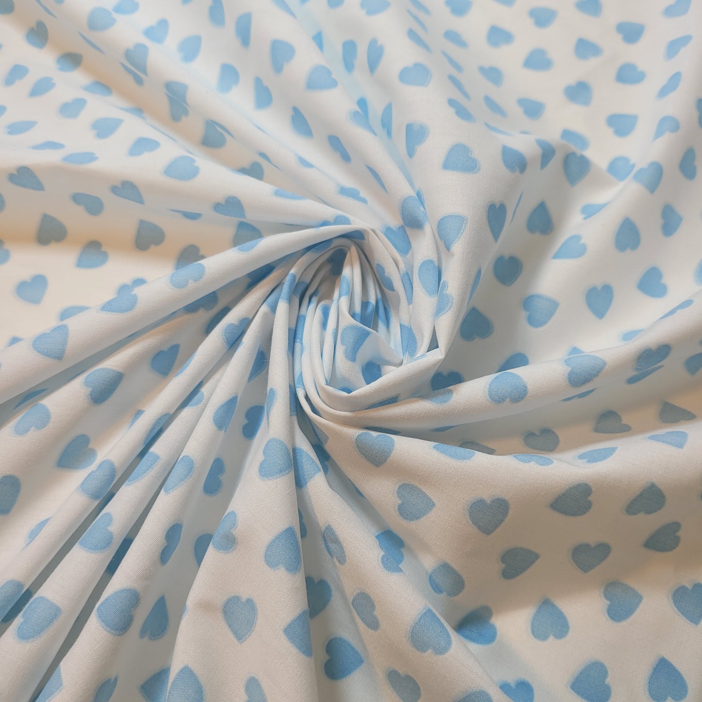 Blue Hearts 100% Cotton Vintage Material Novelty Floral Dress Craft Quilting Fabric 44" By The Meter