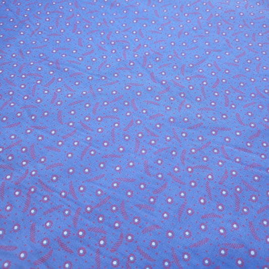 Blue Floral 100% Cotton Vintage Material Novelty Floral Dress Craft Quilting Fabric 44" By The Meter