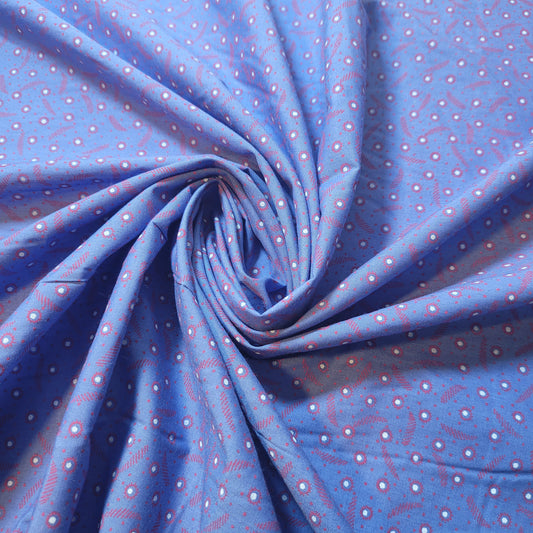 Blue Floral 100% Cotton Vintage Material Novelty Floral Dress Craft Quilting Fabric 44" By The Meter