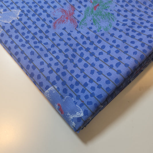 Blue Floral 100% Cotton Vintage Material Novelty Floral Dress Craft Quilting Fabric 44" By The Meter