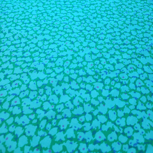 Turquoise Floral 100% Cotton Vintage Material Novelty Floral Dress Craft Quilting Fabric 44" By The Meter
