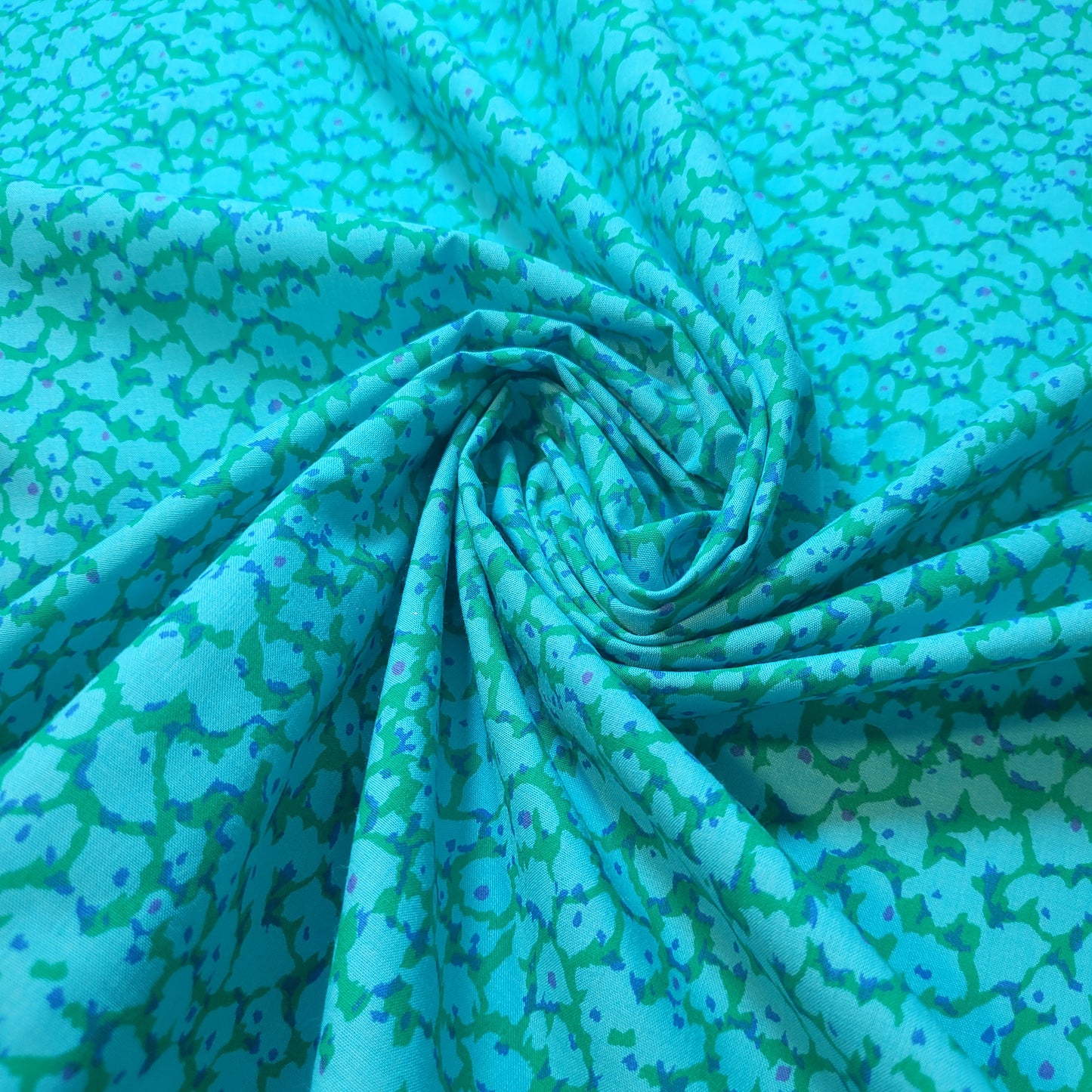 Turquoise Floral 100% Cotton Vintage Material Novelty Floral Dress Craft Quilting Fabric 44" By The Meter