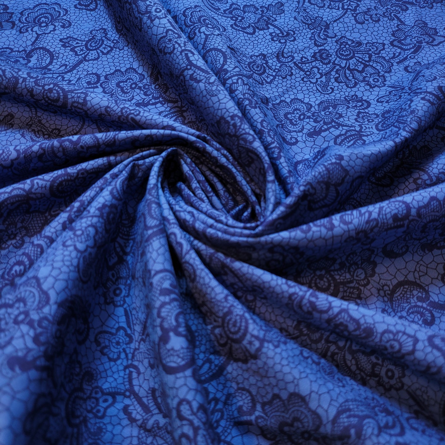 Blue Floral 100% Cotton Vintage Material Novelty Floral Dress Craft Quilting Fabric 44" By The Meter