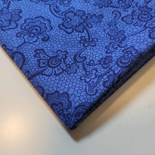 Blue Floral 100% Cotton Vintage Material Novelty Floral Dress Craft Quilting Fabric 44" By The Meter