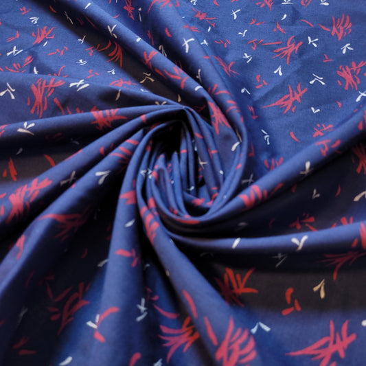 Blue Splash 100% Cotton Vintage Material Novelty Floral Dress Craft Quilting Fabric 44" By The Meter