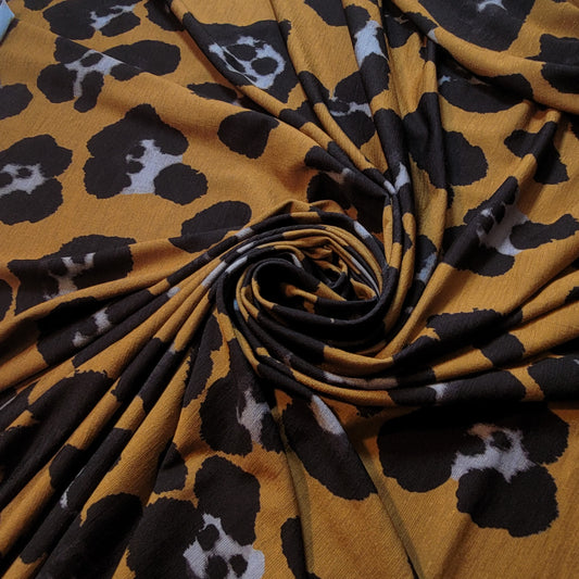 Leopard Print Jersey Fabric – Soft Stretch Knit in Classic Animal Print 58" By The Meter