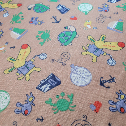 Cartoon Animal & Nautical Cotton Baby Fabric – 58" Wide (Sold by the Meter)