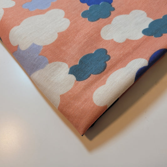 Cotton Jersey Cloud Print Fabric – Peach Background, 58" Wide (Sold by the Meter)