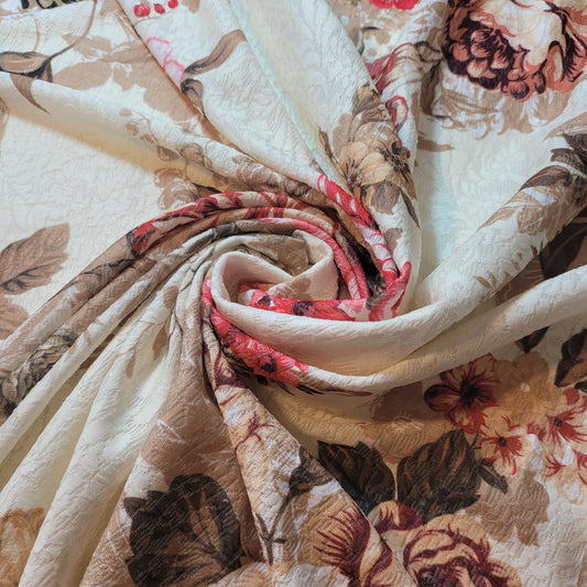 Elegant Floral Jacquard Jersey Fabric – Textured Knit – 58" Wide (Sold by the Meter)