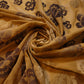Floral Flocked Power Mesh Fabric – Stretch Sheer Knit – Mustard & Brown – 58" Wide (Sold by the Meter)