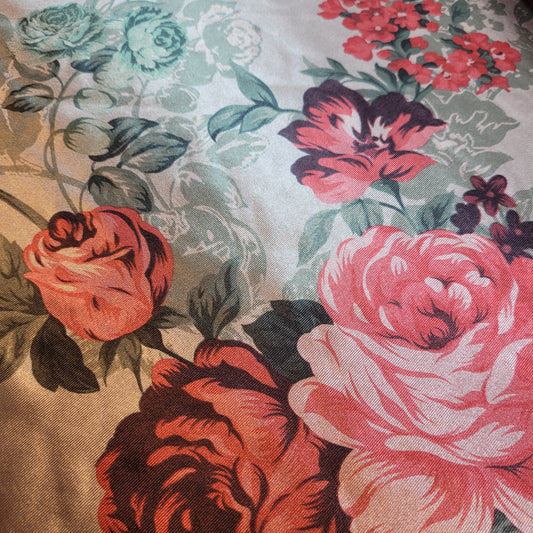 Floral Print Stretch Jersey Fabric – Vintage Rose Pattern – Soft Knit – 60" Wide (Sold by the Meter)