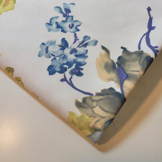 Blue & Yellow Floral Stretch Jersey Fabric – Soft Knit – 60" Wide (Sold by the Meter)