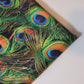 Peacock Feathers Digital Print Faux Raw Silk Fabric Dress Craft Quilting Material 44" By Meter