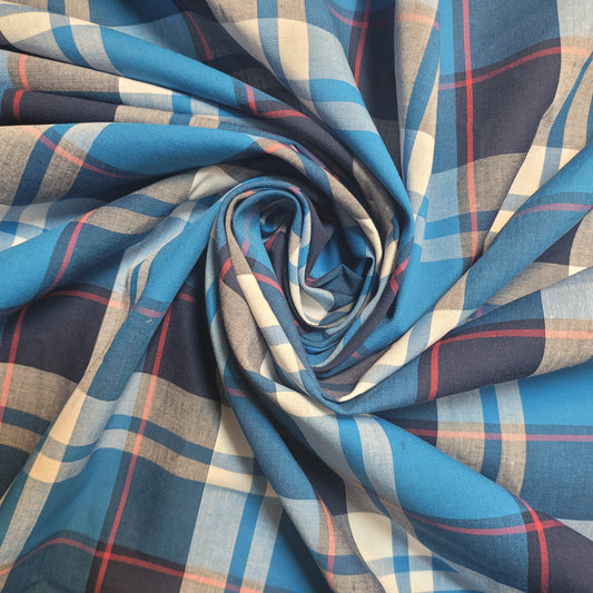 Royal Navy Tartan Check Plaid Viscose Fabric 58" Wide – By the Meter, Dress, Craft & Costume Material