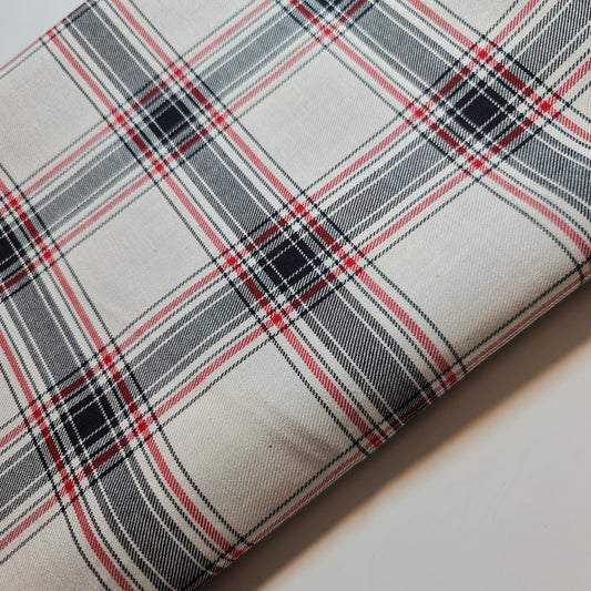 Grey Red Black Tartan Check Plaid Viscose Fabric 58" Wide – By the Meter, Dress, Craft & Costume Material