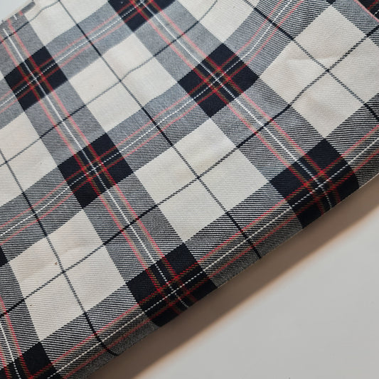 Grey White Tartan Check Plaid Viscose Fabric 58" Wide – By the Meter, Dress, Craft & Costume Material