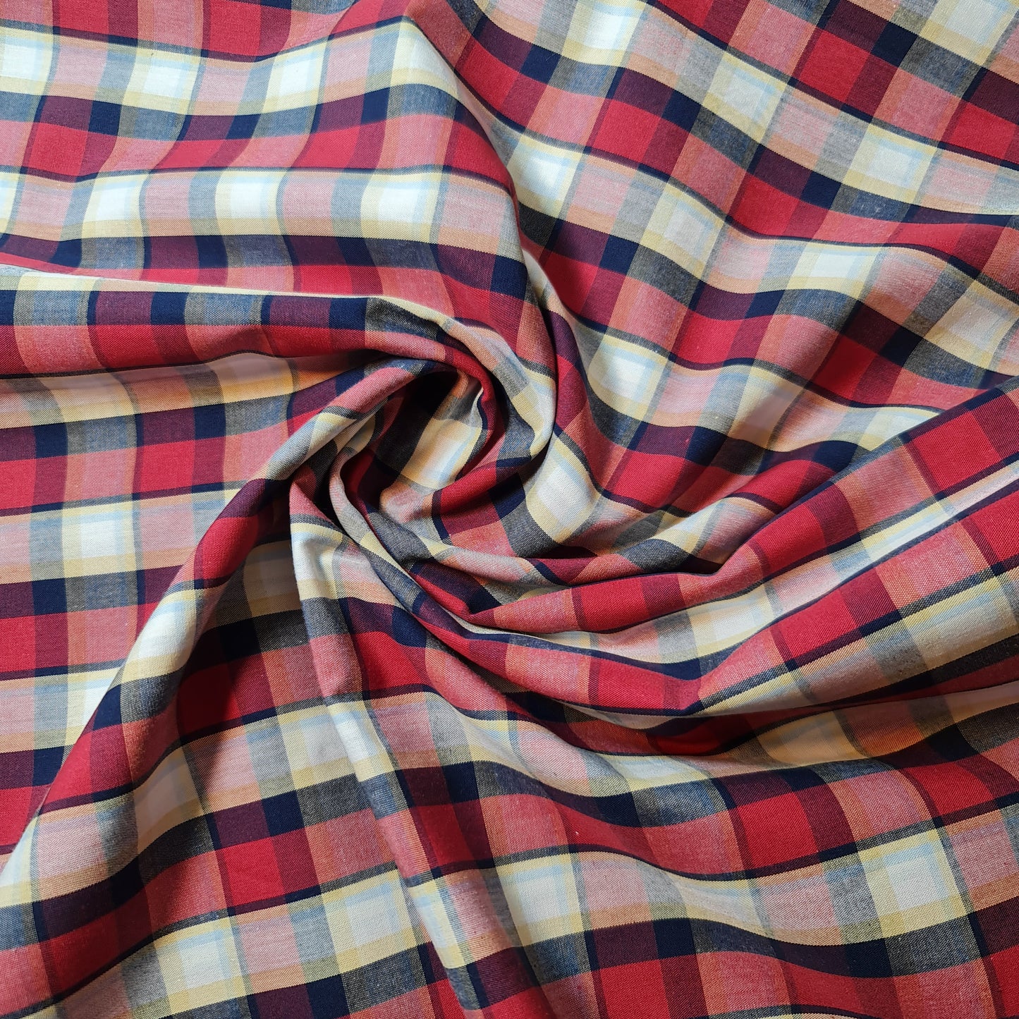 Red Navy Tartan Check Plaid Viscose Fabric 58" Wide – By the Meter, Dress, Craft & Costume Material