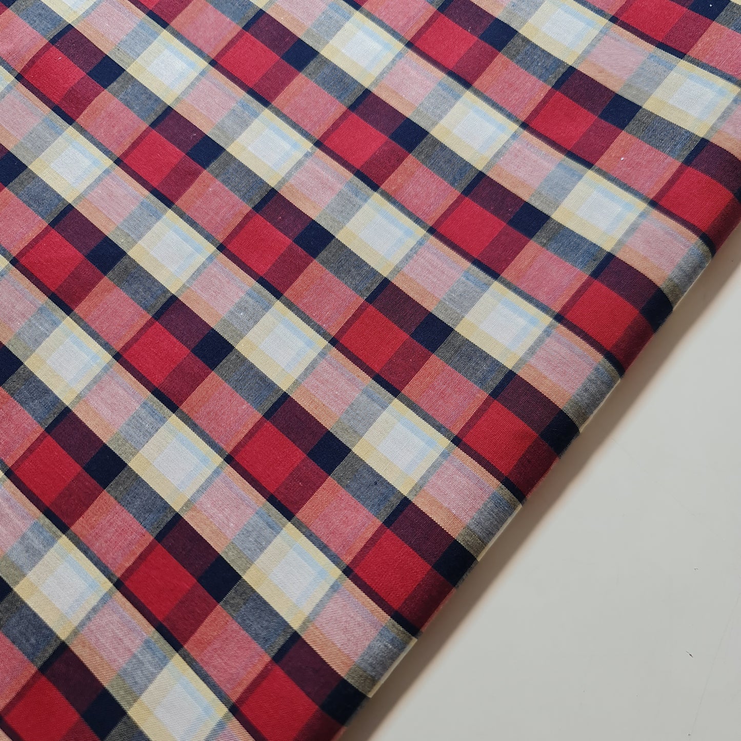 Red Navy Tartan Check Plaid Viscose Fabric 58" Wide – By the Meter, Dress, Craft & Costume Material