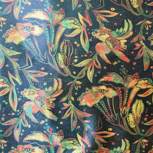 Yellow Tropical Floral Printed Satin Fabric 58" Wide – By the Meter, Dress & Draping Material