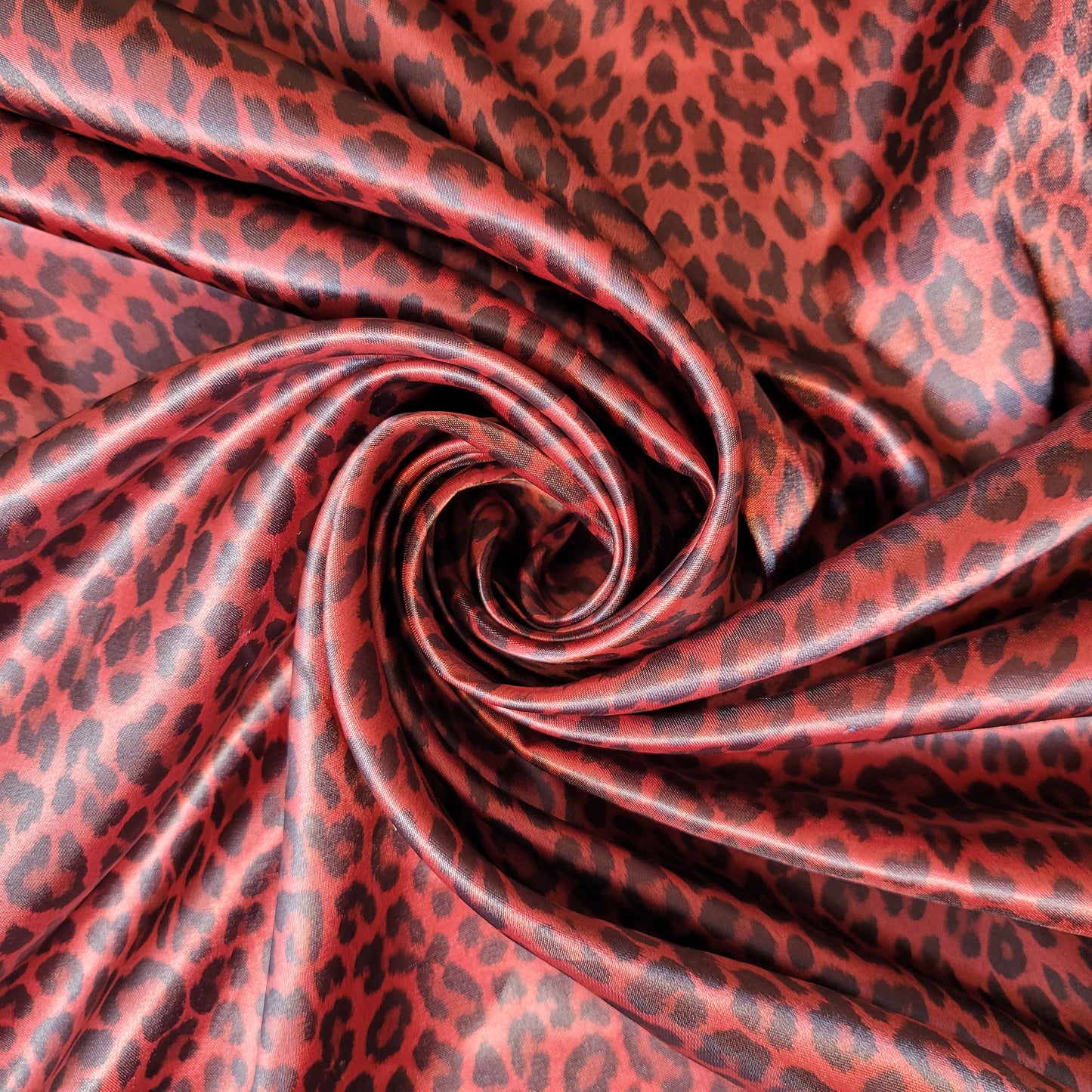 Red Leopard Printed Satin Fabric 58" Wide – By the Meter, Dress & Draping Material