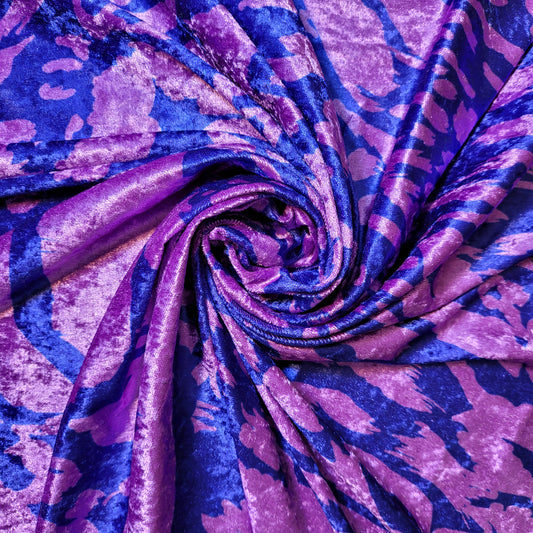 Purple Splash Print Crush Velour Velvet Fabric 58" Wide – By the Meter, Dress, Upholstery & Craft Material