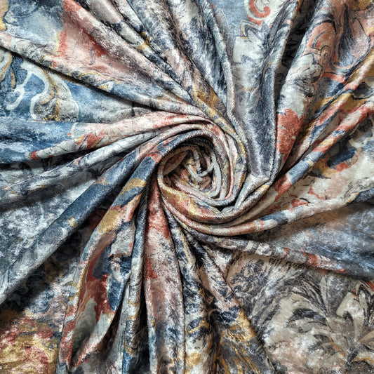 Sage Mandala Print Crush Velour Velvet Fabric 58" Wide – By the Meter, Dress, Upholstery & Craft Material