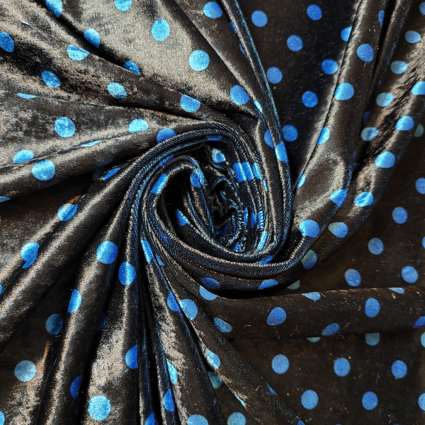 Blue Polka Crush Velour Velvet Fabric 58" Wide – By the Meter, Dress, Upholstery & Craft Material