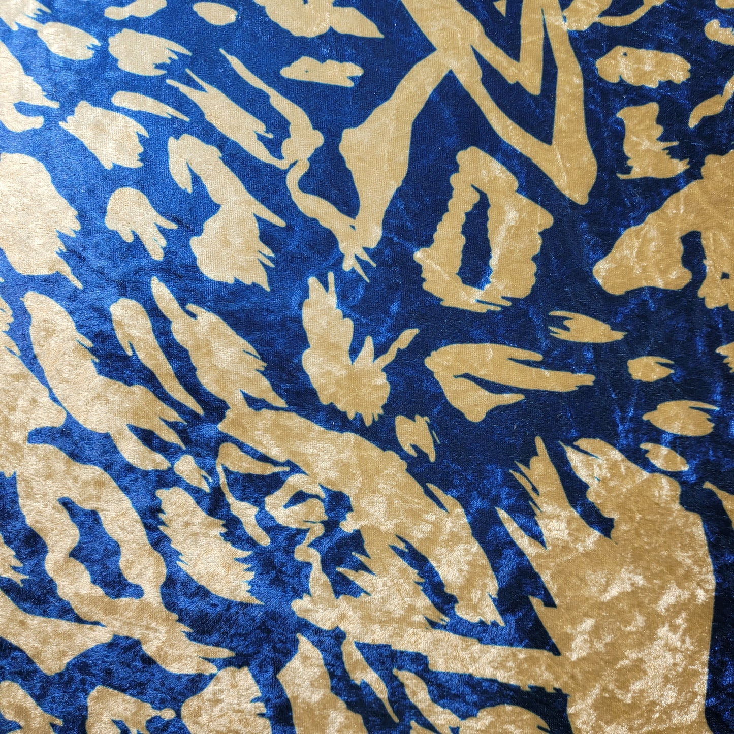 Blue Splash Print Crush Velour Velvet Fabric 58" Wide – By the Meter, Dress, Upholstery & Craft Material