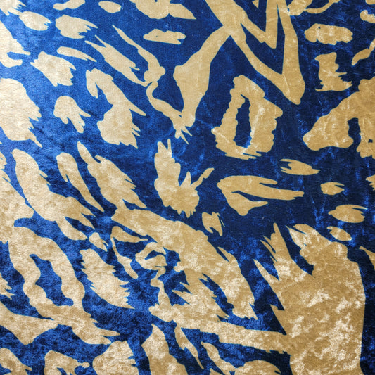 Blue Splash Print Crush Velour Velvet Fabric 58" Wide – By the Meter, Dress, Upholstery & Craft Material