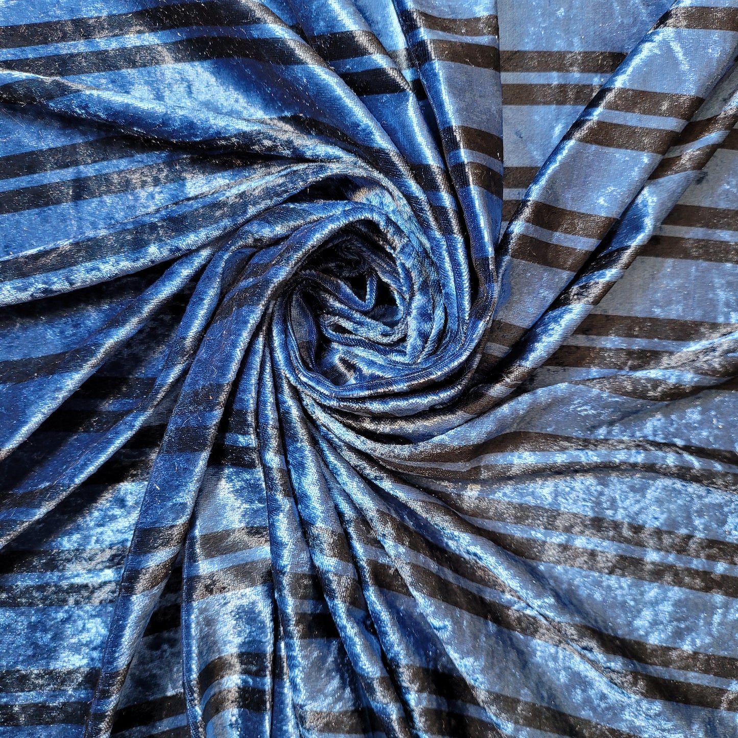 Blue Striped Crush Velour Velvet Fabric 58" Wide – By the Meter, Dress, Upholstery & Craft Material (Copy)