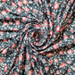 Black Floral Viscose Dead Stock Jersey Stretch Fabric Dress Craft Costume Material 58" By Meter