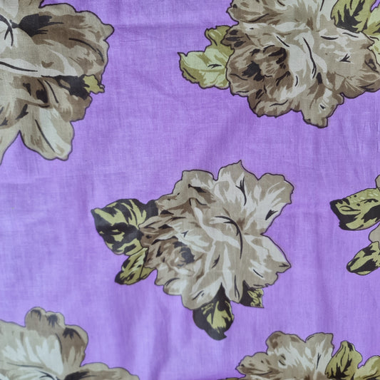 Lilac Floral 100% Cotton Lawn Fabric Craft Quilting Patchwork Material Meter 44"