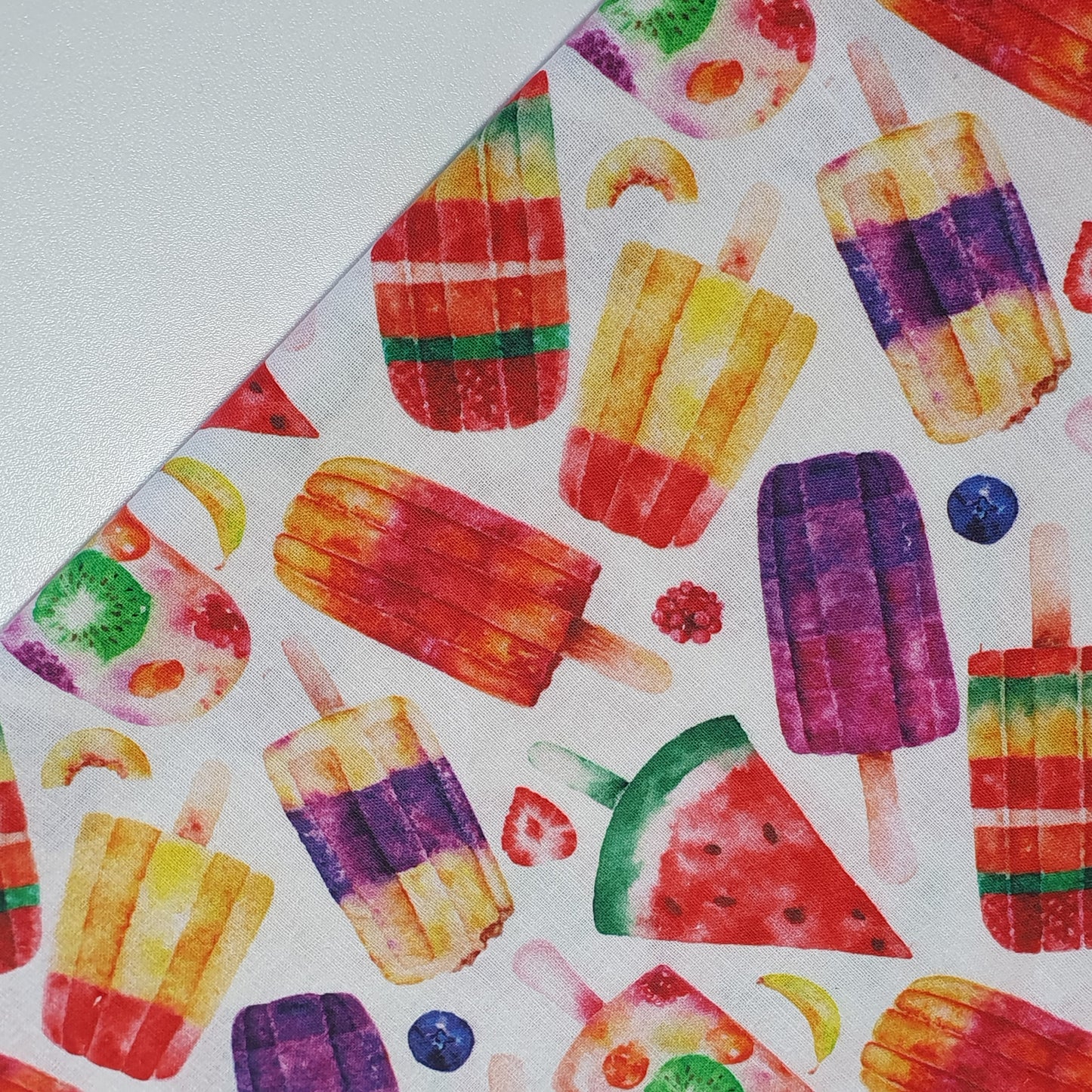 Deliciously Sweet 100% Cotton Fabric: Treats, Fruits & Macarons - 44” Wide for Quilting  (Ice Lollies)